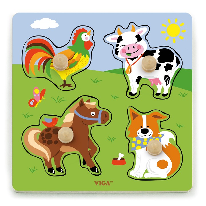 Viga Toys - Puzzle à gros boutons - ferme animaux